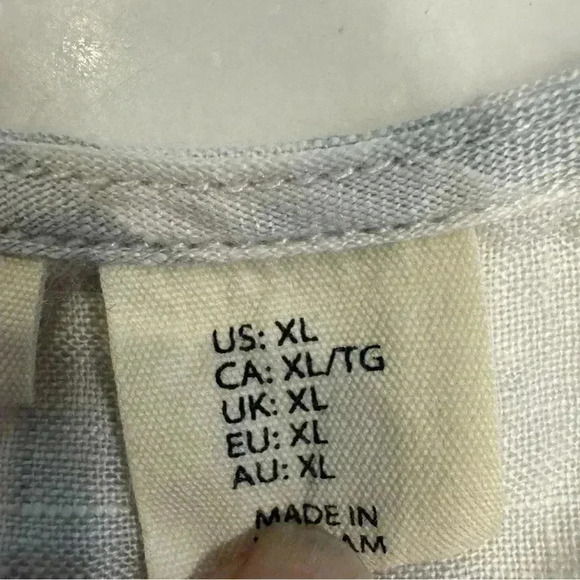 Christian Siriano women’s LINEN white & gray striped top button front size XL - Picture 5 of 9